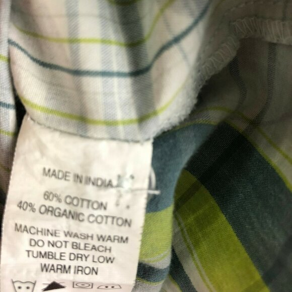 Prana Shirt Mens Size Large Organic Cotton Button Front Short Sleeve Plaid Y2K - Picture 4 of 5